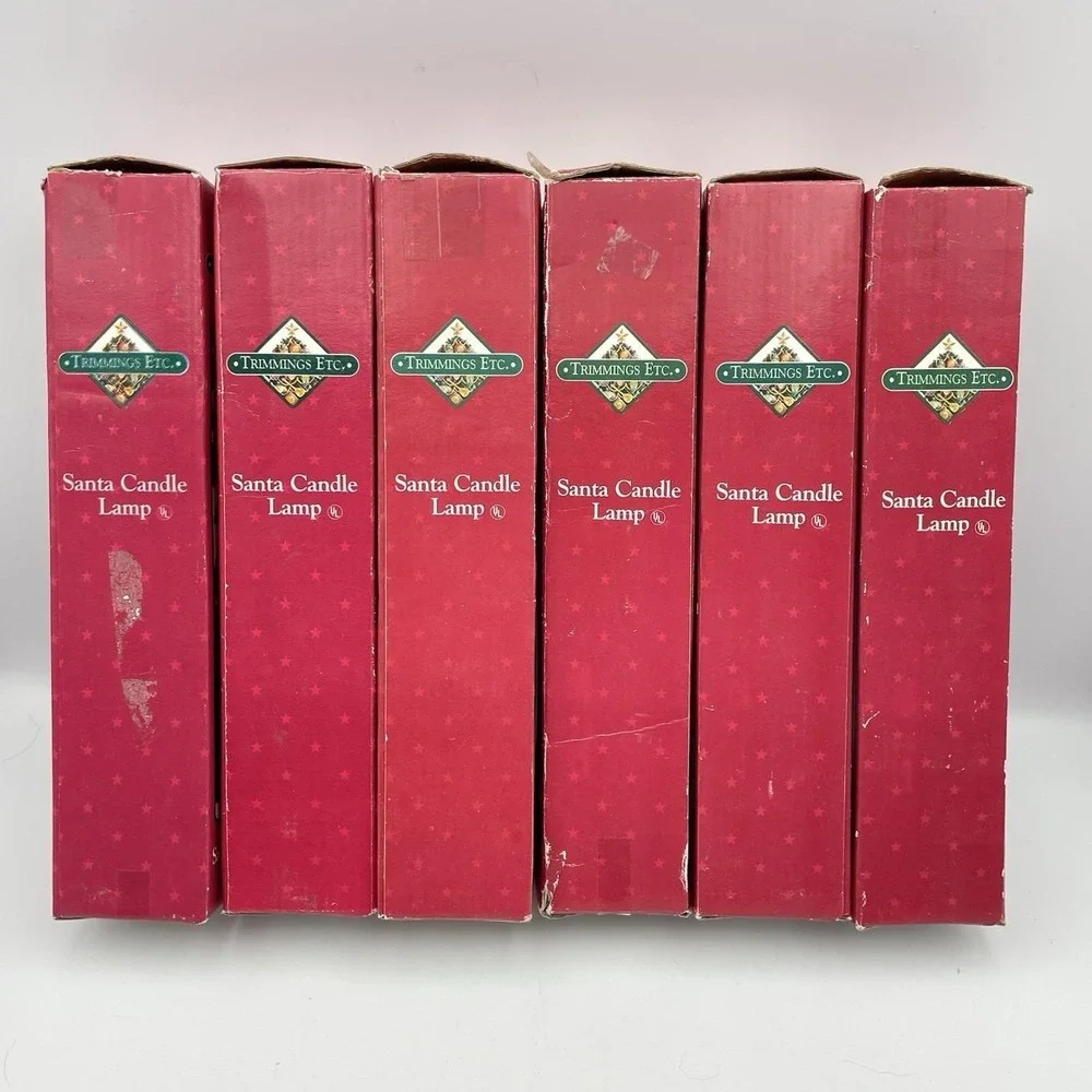 Vintage Trimmings Etc Santa Candle Lamps Set of 6 Tested‎ Working 1990s W/ Boxes